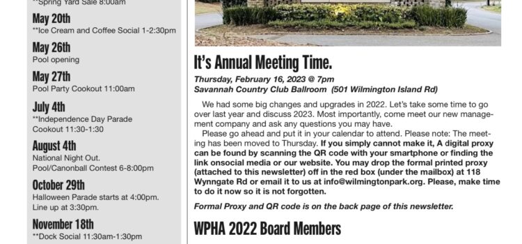 2023 Wilmington Park Newsletter